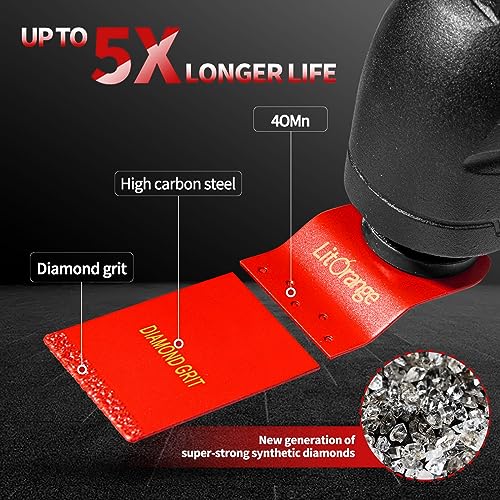 Litorange 4 Pcs Diamond Oscillating Blades, Oscillating Multi Tool Diamond Saw Blades for Grout Removal, Flush Cut, Cleaning Mortar - size: 4 Pcs Multi Tool Blades