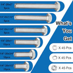 180pcs 1/4-20 Nuts and Bolts Assortment Kit, 1/4"-20 Thread 6 Sizes - size: 1/4-20 Set