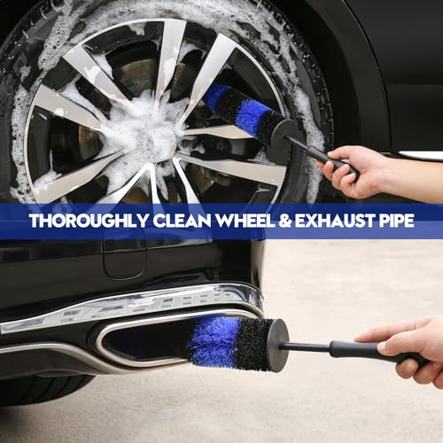 Qydipclin 42Pcs Car Detailing Kit, Car Detailing Brush Set, Car Wash Cleaning Kit, Car Detailing Brushes, Professional Car Care Kit for Interior Exterior Wheels, Blue - size: 42pcs