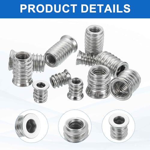 MECCANIXITY 6Pcs Threaded Inserts Nuts, M6x17mm Hex Socket Drive Nut Inserts for Wood - 304 Stainless Steel Screws Furniture Screw in Nuts Bolt Fastener Connector Wood - size: M6x17mm