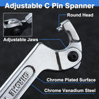 Adjustable C Spanner Hook Wrench, 3/4-2" (19-51mm) - size: 3/4-2"(19-51mm)