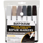 Rust-Oleum Furniture, Wood Floor and Wood Laminate Repair Markers, 6 Count, White, Boardwalk, Aged Barrel, Carbon Gray, Smoke Gray and Espresso, ‎Cool Tones, 376990