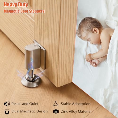 Magnetic Door Stoppers Door Catch, Heavy Duty Door Stop (Gold) - color: Gold