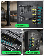 ALOANES Magnetic Screwdriver Organizer 36-Slot Black 3PC for Toolbox - color: Black