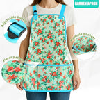Garden Tools Set, JUMPHIGH 10 PCS Heavy Duty Gardening Tools Includes Hand Trowel Rake Weeder Pruner, Gardening Gifts for Women, Garden Kit with Tote Bag, Apron, Gloves, Kneeling Pad - color: Blue Green