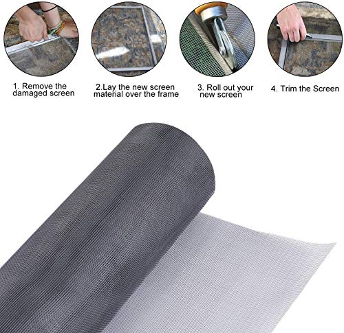 Fiberglass Screen Roll 59" x 100' A Continuous Roll UV Protection Install and Repair Door and Window Screen(59" x 100', Grey) - color: Sliver Grey, size: 59" x 100'