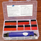 Heat Shrink Tubing Kit + 300W Mini Heat Gun for Shrink Tubing – 240pcs 3:1 Ratio Adhesive Lined Waterproof Heat Shrink Tubing for Wire Shrink Wrap (Blue). - size: Shrink Ratio 3:1 (240pcs)