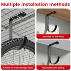 Bike Hooks for Garage Ceiling Mount Rack, Add on Storage Flat Hook, 6 Pack - color: Black-6Pack