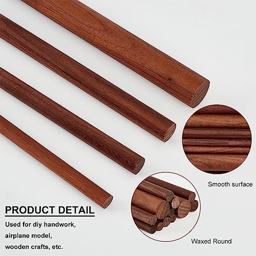 OLYCRFAT 14 Pcs 4 Size Walnut Dowel Rods 6 Inch Length Dowel Rods Wood Sticks Unfinished Round Sticks Wooden Carving Blocks Waxed Wooden Sticks for Building Model Material DIY Craft - Coconut Brown - color: Round - Walnut Wood