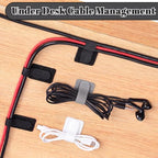 100 Pcs Cable Management Under Desk, Hook and Loop Cable Straps, Black - color: Black