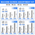 730Pcs Machine Screws Nuts and Bolts Assortment Kit, 304 Stainless Steel Bolts 16 Sizes #4-40#6-32#8-32#10-24 Phillips Pan Head Hardware Screws Assortment Kit with Nuts and Washers - size: 730PCS