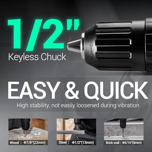 DCA 20V Cordless Hammer Drill, 354 In-lb Torque, 1/2" Keyless Chuck, 22500 IPM, 2 Variable Speeds, 18+1+1 Position, Power Impact drill (Battery and Charger not Include, tool only) ADJZ2035i13Z - style: 354 In-lb hammer drill(TOOL ONLY)