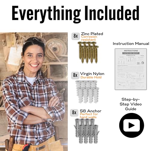 EVALD 6 Inch Floating Shelf Brackets, Hidden Shelf Brackets for Floating Shelves, Heavy Duty Shelf Bracket with Screws & Anchors, Floating Shelf Mount (4 Pack) - size: 6 Inch, style: 4 Pack All-purpose