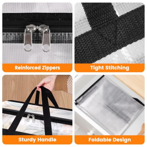 BlissTotes Moving Bags 60L 4PCS, Clear Clothes Storage Under Bed Storage - size: 60L