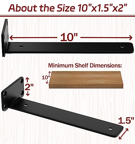 10 Inch Shelf Brackets, 12 Pack Floating Shelf Bracket, 1/5" Thick - size: 10 Inch, style: 12 Pack
