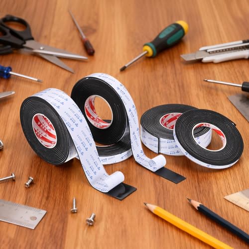 PATIKIL 5Roll Sponge Rubber Foam Tape, 5/8" W x 5/64" t x 16.4ft l Self-Adhesive Foam Insulation Tape Weather Stripping for Window Door Soundproofing Weatherstrip AC Seal Strip, Black - size: 5/8" x 5/64" x 16.4ft