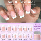 Short French Tip Press on Nails Square Fake Nails Press ons Glue Nail-C