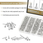 212 Pieces #4 x 3/8" 1/2" 5/8" 3/4" 1" Phillips Pan Head Self-Tapping Screws, Wood Screws Assortment Kit, 304 Stainless Steel - size: #4