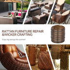 Wicker Repair Kit, Synthetic Embossing Rattan Fix Material Supplies Vinyl Plastic Waterproof Flat Ribbon for Garden Patio Furniture and Rattan Chair Sofa Basket Replacement-130Ft Dark Coffee Brown
