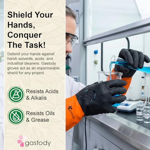 Gastody™ - Chemical Resistant Gloves, Reusable,Heavy Duty Safety Work Gloves,Resist Acid,Oil,Alkali - S-M-L-XL-XXL Size - size: Large, style: Chemical Gloves Set of 2 Pairs