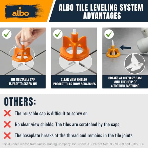 ALBO Reusable Caps 100 PCS for Tile Leveling System - Orange Replacement Caps for Floor & Wall Spacers - Anti-Lippage Installation Tools, Self-Leveling Spacer Kit for Ceramic, Stone & Tile Formats - style: Reusable Caps 100 PCS