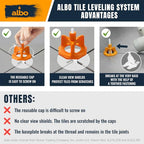 ALBO Reusable Caps 100 PCS for Tile Leveling System - Orange Replacement Caps for Floor & Wall Spacers - Anti-Lippage Installation Tools, Self-Leveling Spacer Kit for Ceramic, Stone & Tile Formats - style: Reusable Caps 100 PCS
