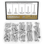 50 Pieces #14 x 3/4" 1" 1-1/4" 1-1/2" 2" Phillips Pan Head Self-Tapping Screws, Wood Screws Assortment Kit, 304 Stainless Steel - size: #14