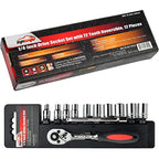 EPAuto 1/4-Inch Drive Socket Set with 72 Tooth Reversible, 12 Pieces - size: 12 Pieces