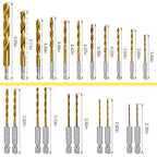 21 Pcs Titanium Coated Twist Hex Shank Drill Bit Set for DE-Walt DW1361