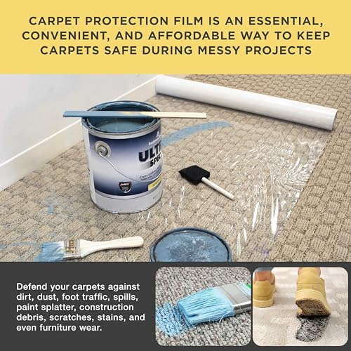 Dura-Gold Carpet Protection Film, 24-inch x 200-foot Roll, Clear Plastic - size: 24-inch-x-200-feet