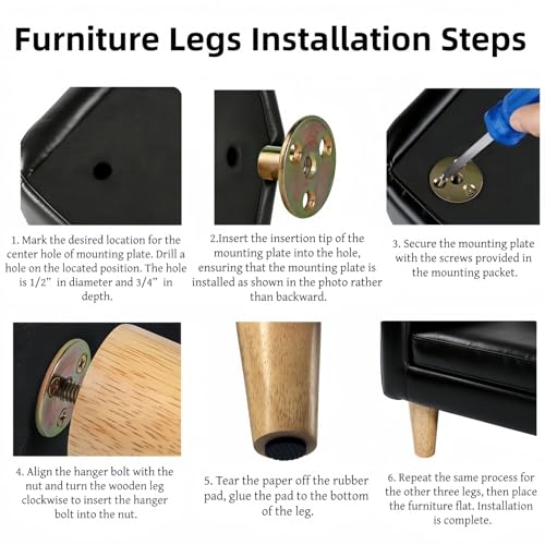 Solid Wood Replacement Furniture Sofa Couch Legs 4 inch Heavy Duty Set of 4 - color: Straight- Set of 4, size: 4"