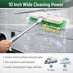 Hi-Tech 10” Bi-Level Super Soft Car Wash Brush – Non-Scratch Soft Bristle Cleaning Brush for Cars, Trucks, Boats & RVs, Multi-Surface Exterior Brush with Threaded Handle Compatibility