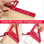6.5'' Metric 3D Multi-Angle Measuring Ruler, Aluminum Carpenter Square for Woodworking, 15°-90° Layout Tool, Drawing Line Ruler for Precise Marking and Cutting(mm)