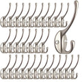 30 Pack Heavy Duty Silvery Dual Coat Hooks for Coat, Bag, Scarf, Hat - color: 30 Pcs Silvery
