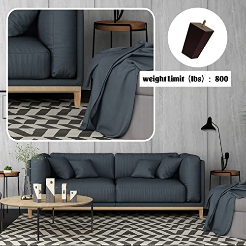 Sofa Legs Square Bed Feet 5 inch Wood Replacement Leg for Furniture Set of 4, Dark Brown… - color: 4sets, size: 5inch