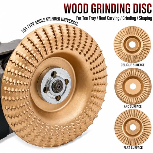 SHIRIA 3Pcs Angle Grinder Polishing Pad，Curved Wood Carving Disc Set, 4" (10cm) Dia, 15mm Arbor, Alloy Steel, Dome Grinding Wheel for Hollowing & Polishing on Angle Grinder. - color: Curved Disc -3pcs