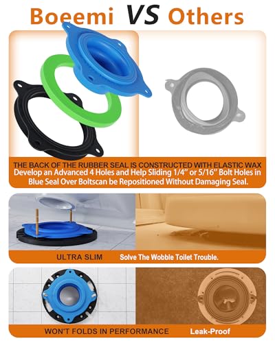 Elastic Wax Ring Toilet Seal, No Mess Gasket Replacement Repair Kit Install - style: Elastic Wax Ring Gasket Kit Blue(Flange not included)