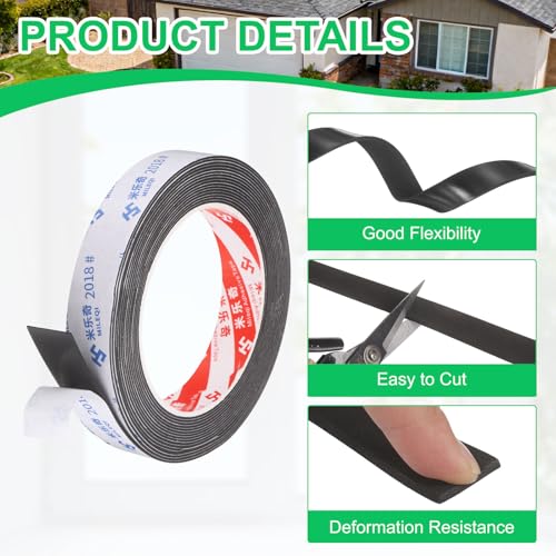 PATIKIL 5Roll Sponge Rubber Foam Tape, 25/32" W x 1/32" t x 16.4ft l Self-Adhesive Foam Insulation Tape Weather Stripping for Window Door Soundproofing Weatherstrip AC Seal Strip, Black - size: 25/32" x 1/32" x 16.4ft