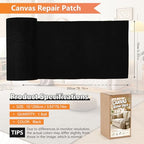 Canvas Repair Patch, 4x79 Inches Self-Adhesive Fabric Tape for Couch - color: Black