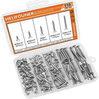 #10 x 1/2" 3/4" 1" 1-1/4" 1-1/2" Wood Screws Set, HELIFOUNER 110 Pieces Phillips Countersunk Head Self-Tapping Screws Assortment Kit, Phillips Flat Head Wood Screws, 304 Stainless Steel - size: #10