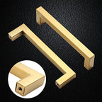 Cabinet Pulls Gold Cabinet Handles Square Drawer Pulls, 10 Pack 3 Inch Stainless Steel Kitchen Door Cupboard Cabinet Handles, Drawer Hardware Handles, 76mm Hole Centers - color: Gold, size: Two Hole - 3 inch Hole Centers(76mm)