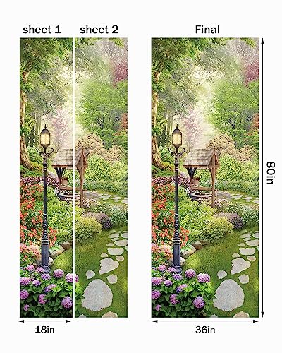 FLFK Door Decal Sticker - Scenic,Peel and Stick Mural,Combined Size 36"x80",Split into 2 Pieces - color: Mt4782, size: 36"x80"