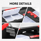 Auto Dynasty Foldable 2-layer Tool Box w/Non-Slip Handle Tray Storage, Red - color: Red, size: 2-Layer