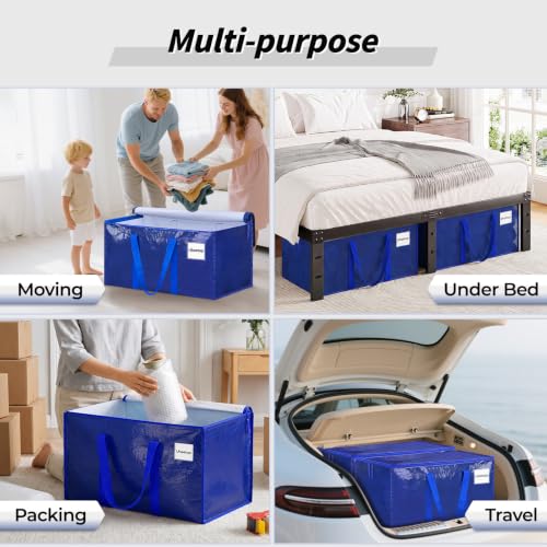 ukeetap 8 Pack Extra Large Clothes Storage Bins with Lids, Moving Bags,Blue - color: Blue, size: 8 Pack