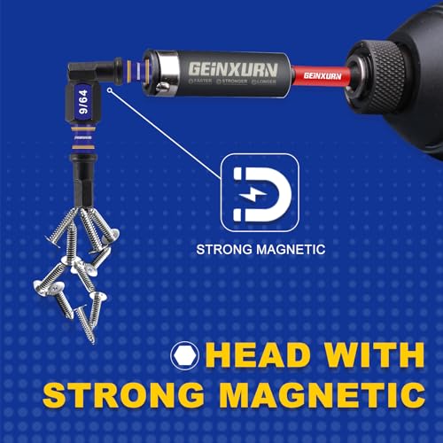 GEINXURN 22 Pieces Multi Hex Head Impact Tough Magnetic Allen Wrench Drill Bits Set, (Metric&SAE) 1 in./2 in. Mixed Hex Head S2 Steel Power Bits Set with Bit Extension Holder - size: SM-22