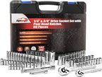 EPAuto 69 Pieces 1/4-Inch & 3/8-Inch Drive Socket Set, Pear Head Ratchet - size: 69 Pieces