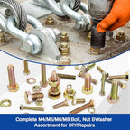 1020Pcs Grade 8.8 Metric Bolt Assortment Kit, M4 M5 M6 M8 Heavy Duty Hex Bolts & Nuts with Washers,Yellow Zinc Plated(12-30mm), Automotive/Furniture Hardware,Assorted Metric Fasteners for DIY & Repair