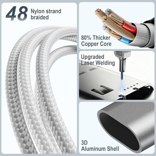 2Pack Travel Essentials,Multi Charging Cable for Apple Watch Charger White - color: White, size: 2pack-4ft