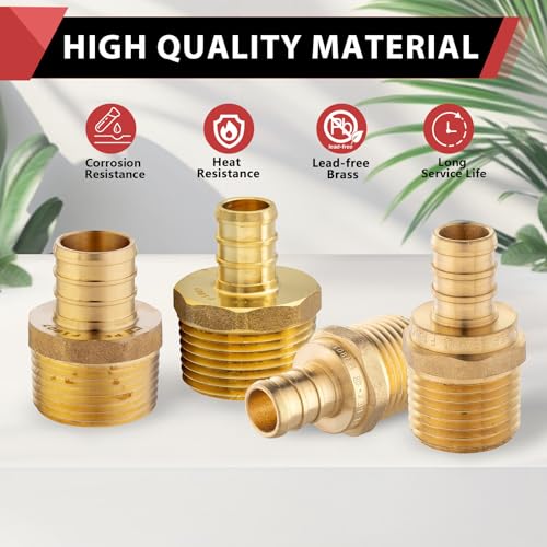 4-PACK EFIELD Pex Crimp Fitting,1/2"Male Adapter(PEX1807017-4) - size: P4, style: 1/2 x 1/2