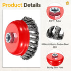 5pcs 4in Wire Cup Brush for Angle Grinder with 5/8"-11 Arbor - size: 4 inch